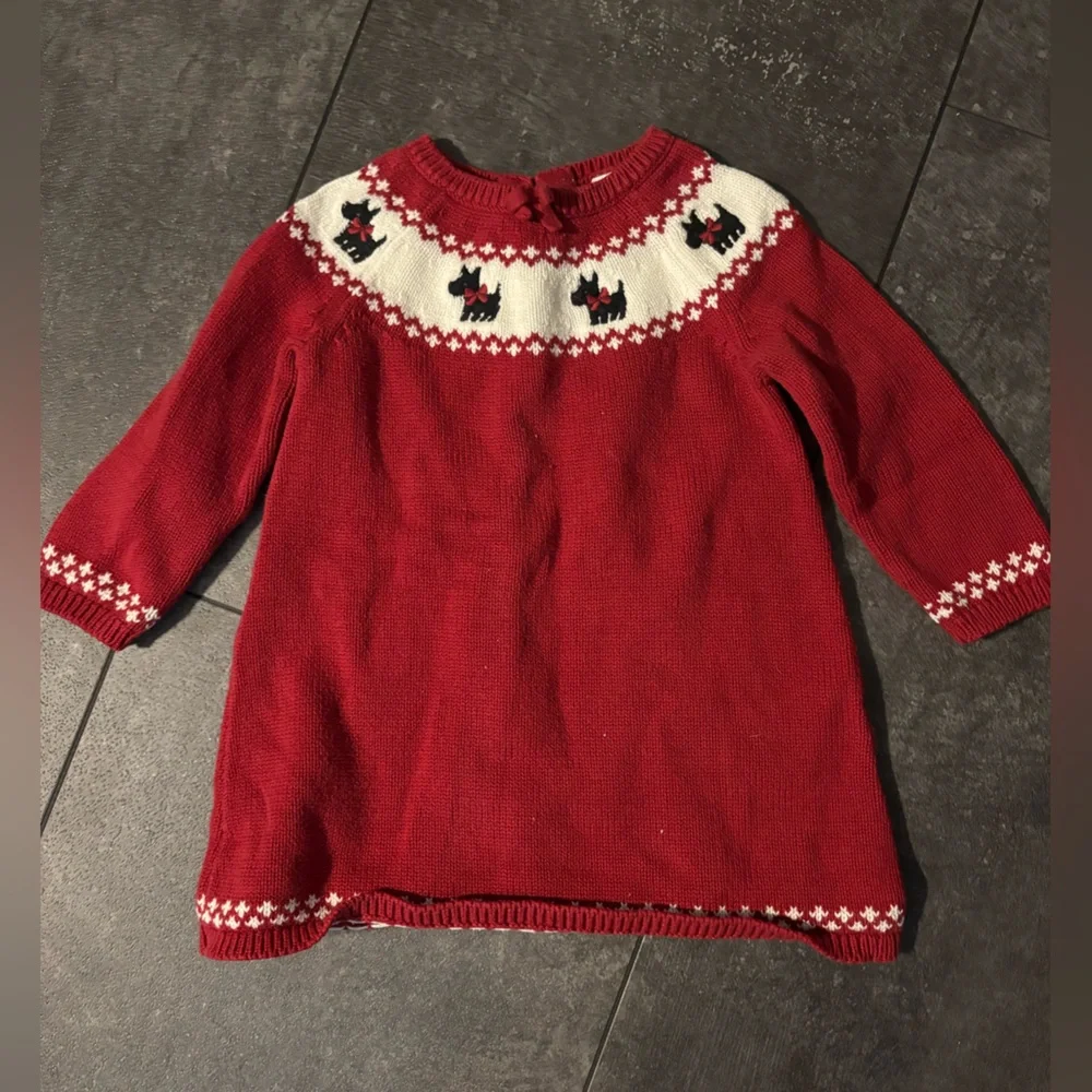 Gymboree Red Knit Dress with Dog Pattern